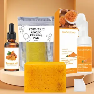 Turmeric Cleansing Set, Deep-Cleansing Turmeric Soap, Facial Cleansing Pads, Face Wash & Oil, Pore Cleanser, Exfoliating Cleanser, Turmeric Foaming Cleanser, Facial Foam Wash Rejuvenating Sets, Kit, Cleansing Bundle